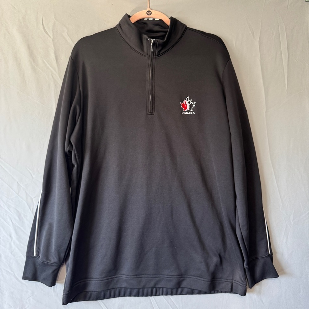 Adidas Mens Climalite Golf Canada Half Zip Jacket Large Black Sporty Athleisure